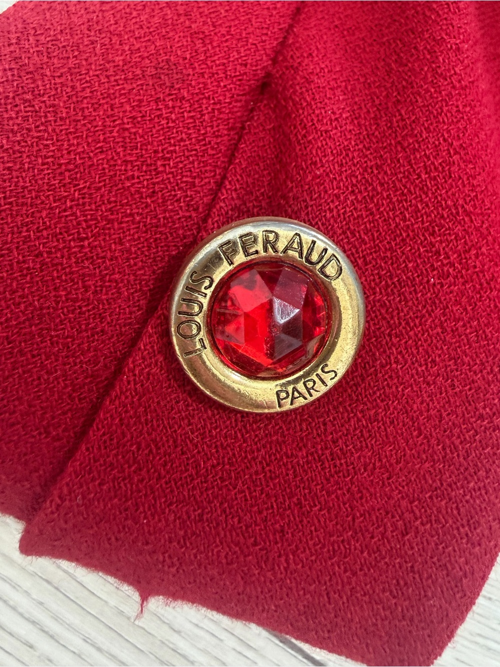 Vintage Red Skirt Suit Louis Feraud Paris Buttons 80s Power Suit 2 Piece sz 4 - Picture 3 of 7